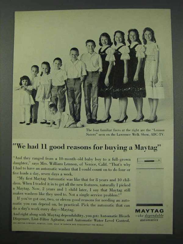 1961 Maytag Washer Ad - 11 Good Reasons for Buying