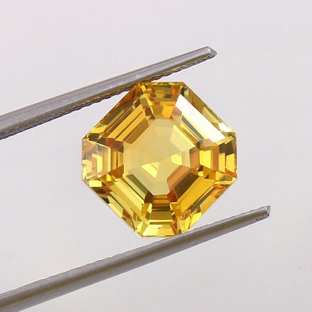 AAA Natural Ceylon Yellow Sapphire Asscher Cut Loose Gemstone 11.5x11.5mm-image