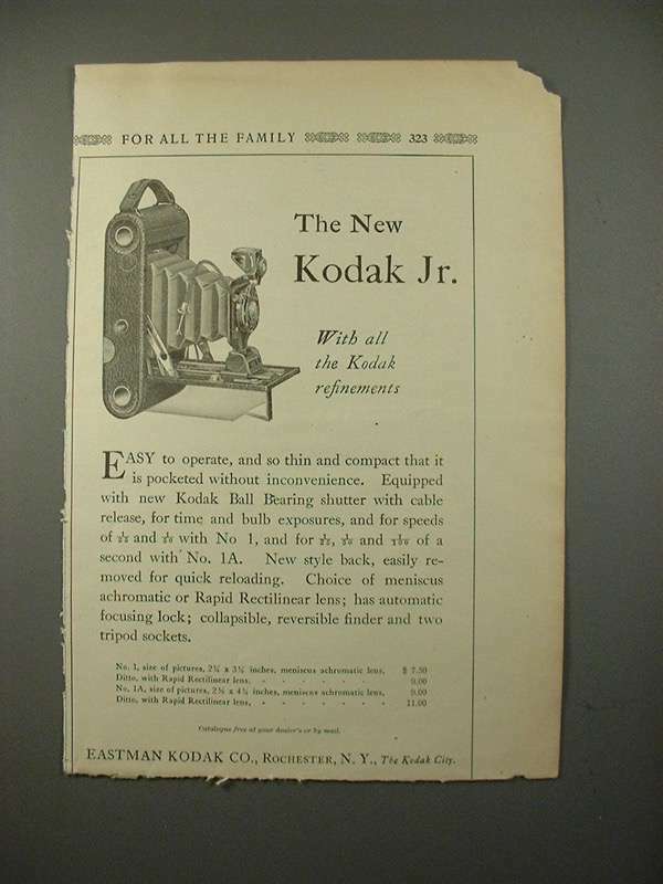 1914 Kodak Jr. Camera Ad - All the Refinements