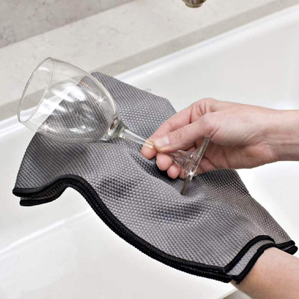 Idea Home Grey Glass Microfiber Absorbent Cleaning Cloth 1 Pack