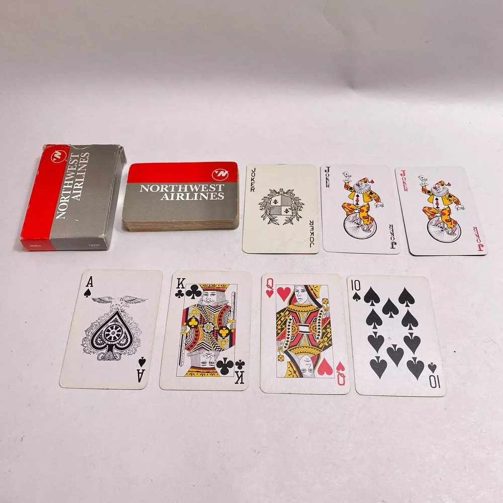 Vintage Northwest Airlines Playing Cards Deck Red Gray