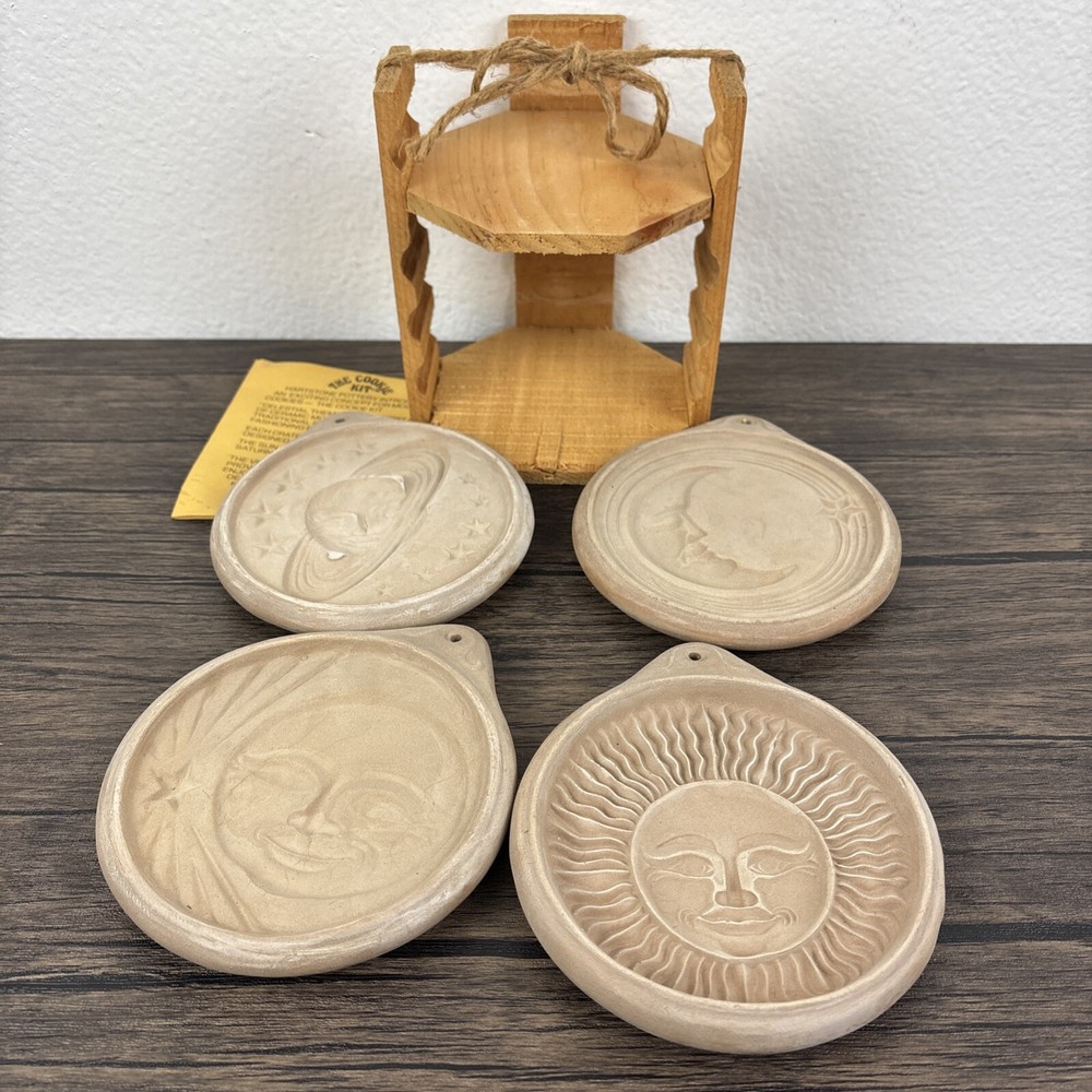 Vintage Hartstone Cookie Mold Kit - Sun Moon Stars Celestial Design with Holder USA