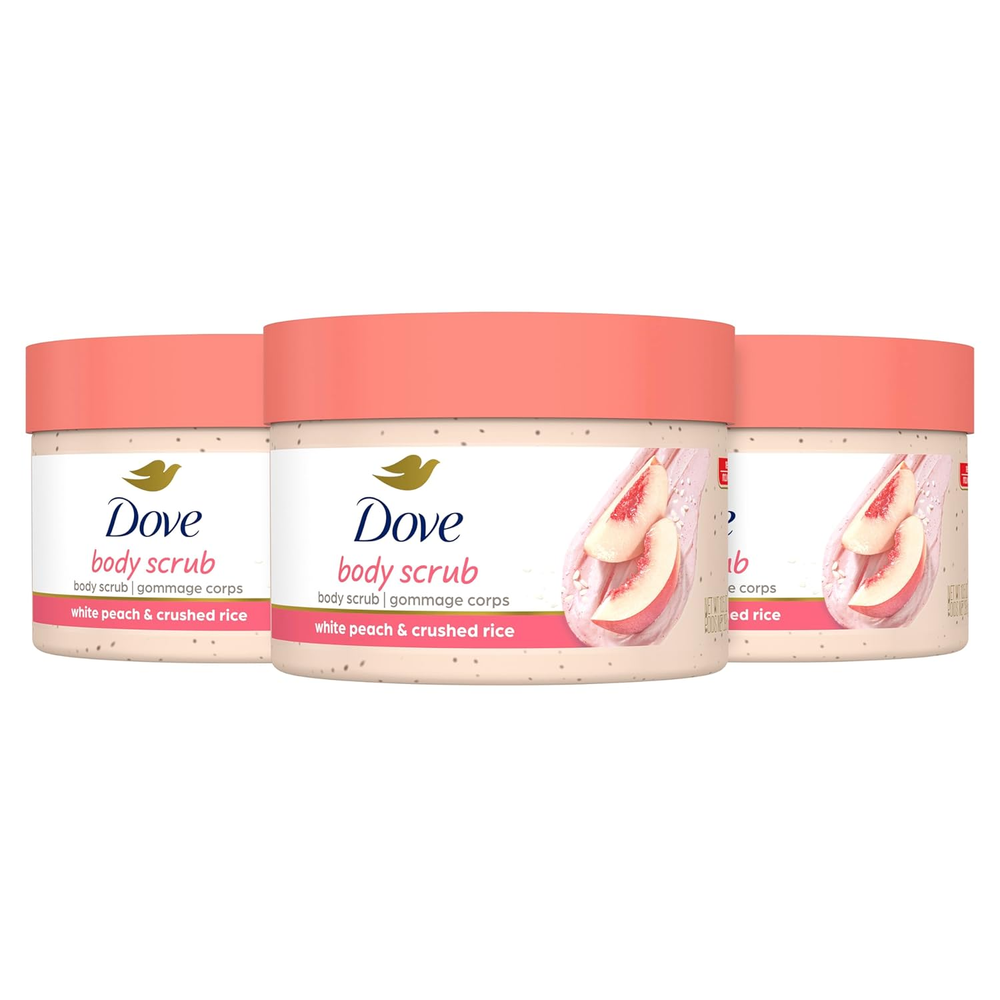 Dove Body Scrub White Peach & Crushed Rice 3-Pack for Silky Smooth Skin