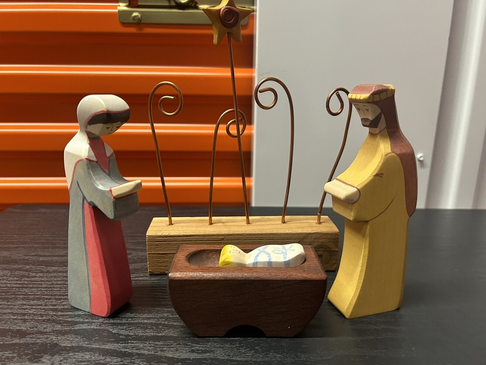 Holztiger Handcrafted Wooden Nativity Set Of 3 Small Jesus