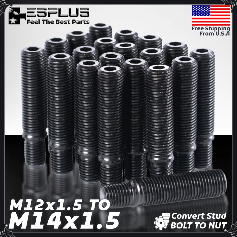 [20]Black Extend Wheel Stud Covert 12x1.5 to 14x1.5 For Chevy/Lotus/Saab/Saturn