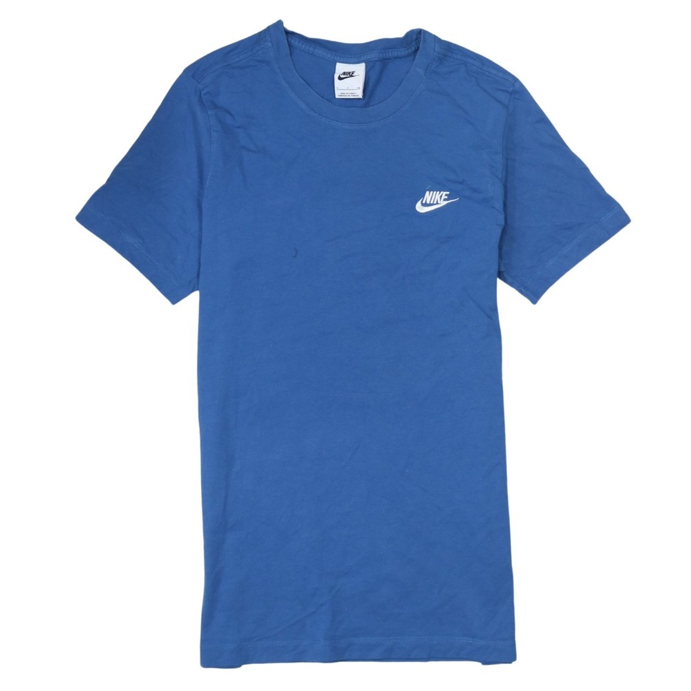 Nike Mens T Shirt Blue Cotton Dri Fit Jersey Crew Neck Swoosh Sports Tee S