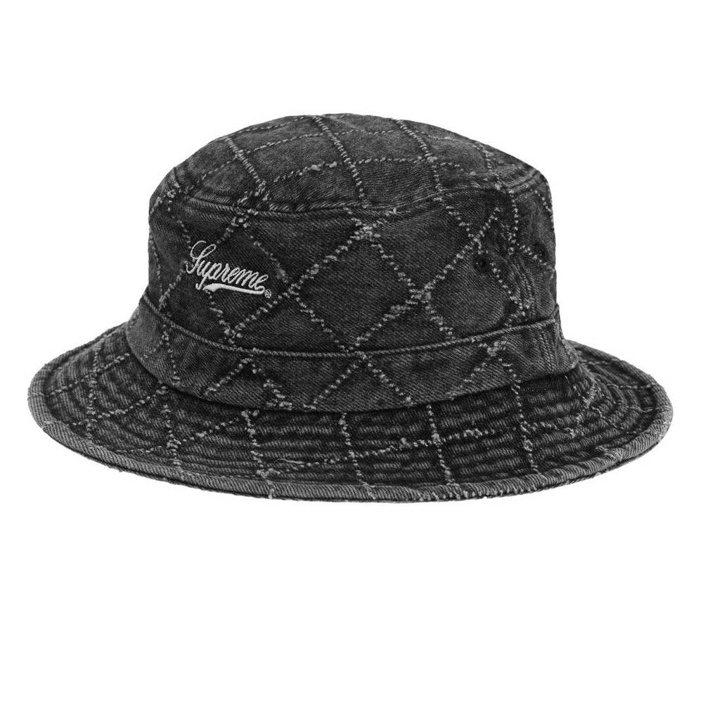 Supreme Bucket Hat (Punched Denim Crusher) Black NEW