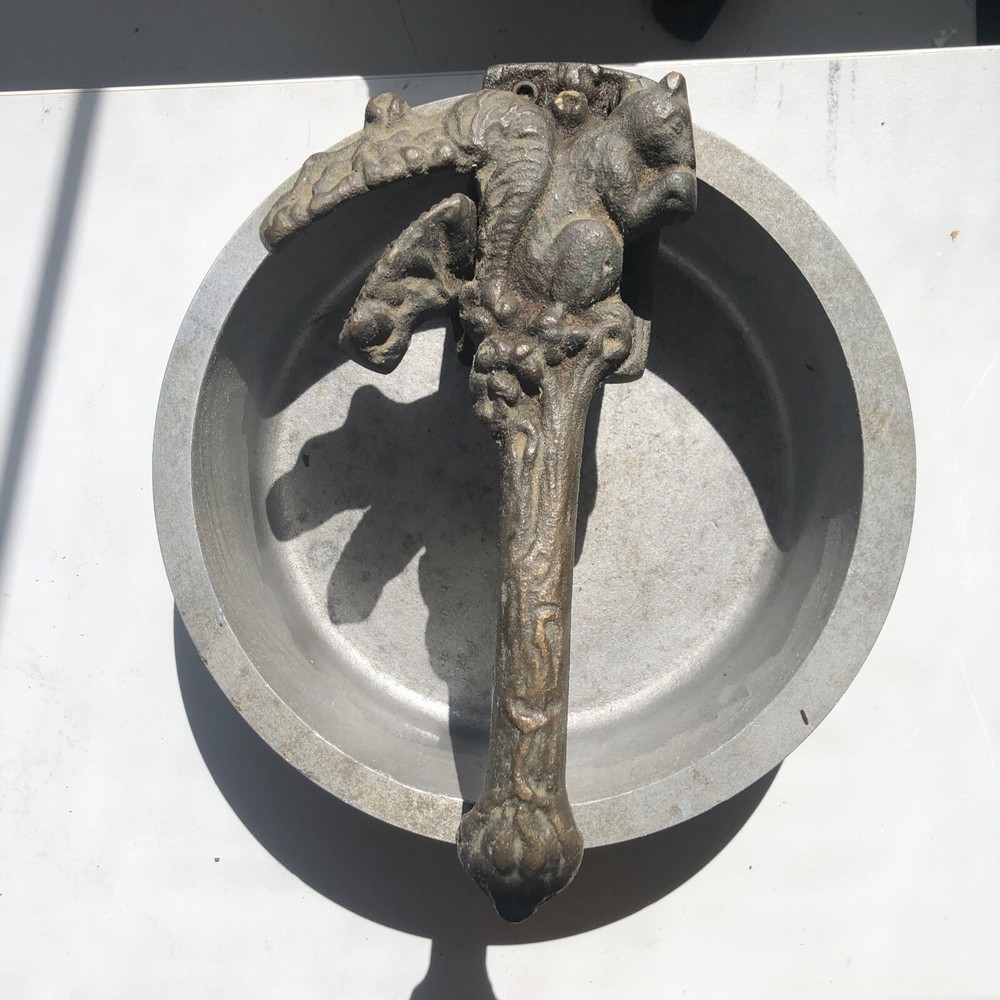 Antique Brass Handle Nut Cracker With Bowl Carved Squirrel Nut Cracker