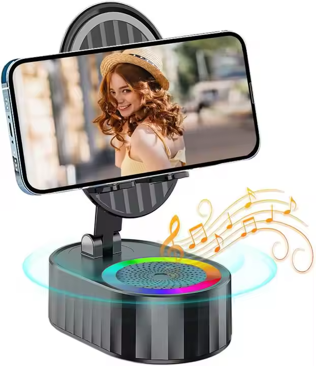 Cell Phone Stand with Wireless Bluetooth Speaker,Induction Speaker HD Surround S