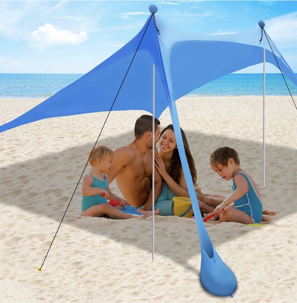 7.5x7.5 FT Beach Canopy Pop-Up Tent with UPF 50+ Sun Shelter