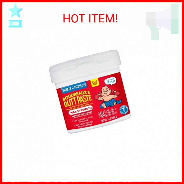 Boudreaux's Butt Paste Maximum Strength Diaper Rash Cream, Ointment for Baby, 14