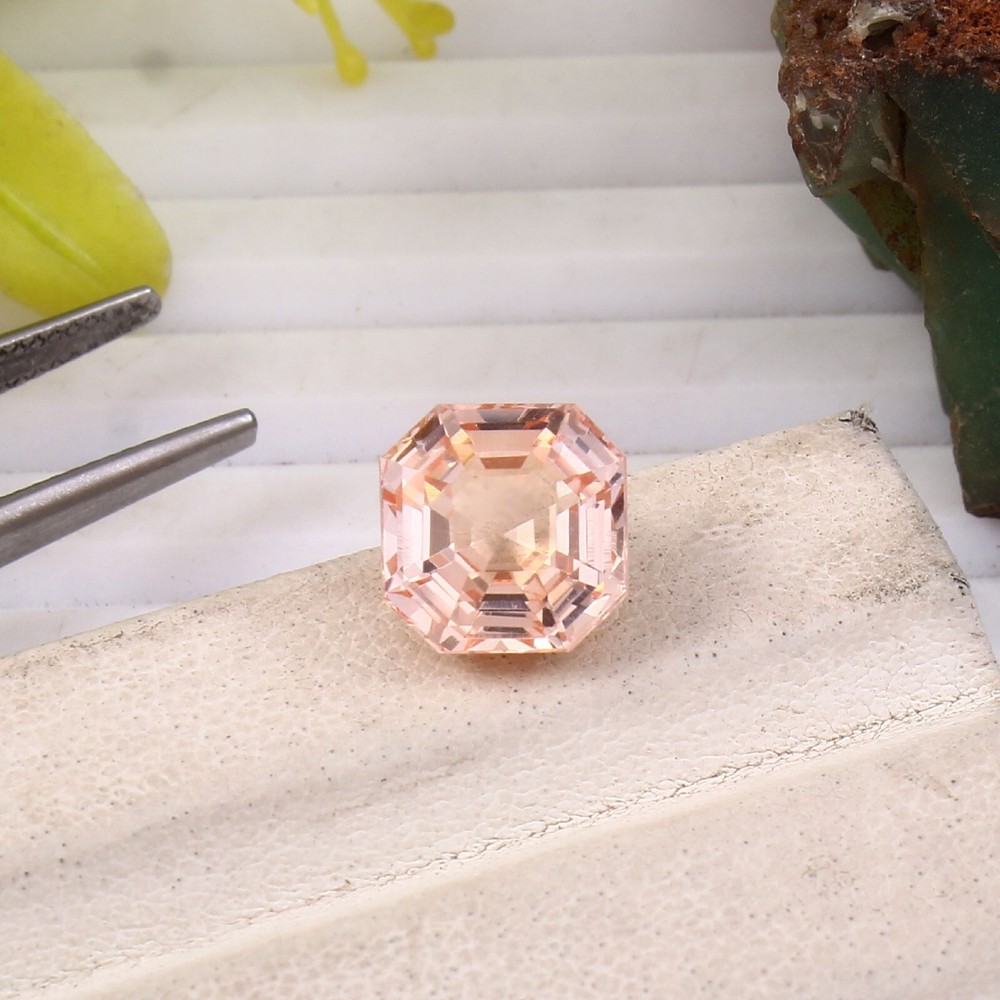 AAA Natural Padparadscha Ceylon Sapphire 4.65 Ct Asscher Cut Loose Gemstone-image