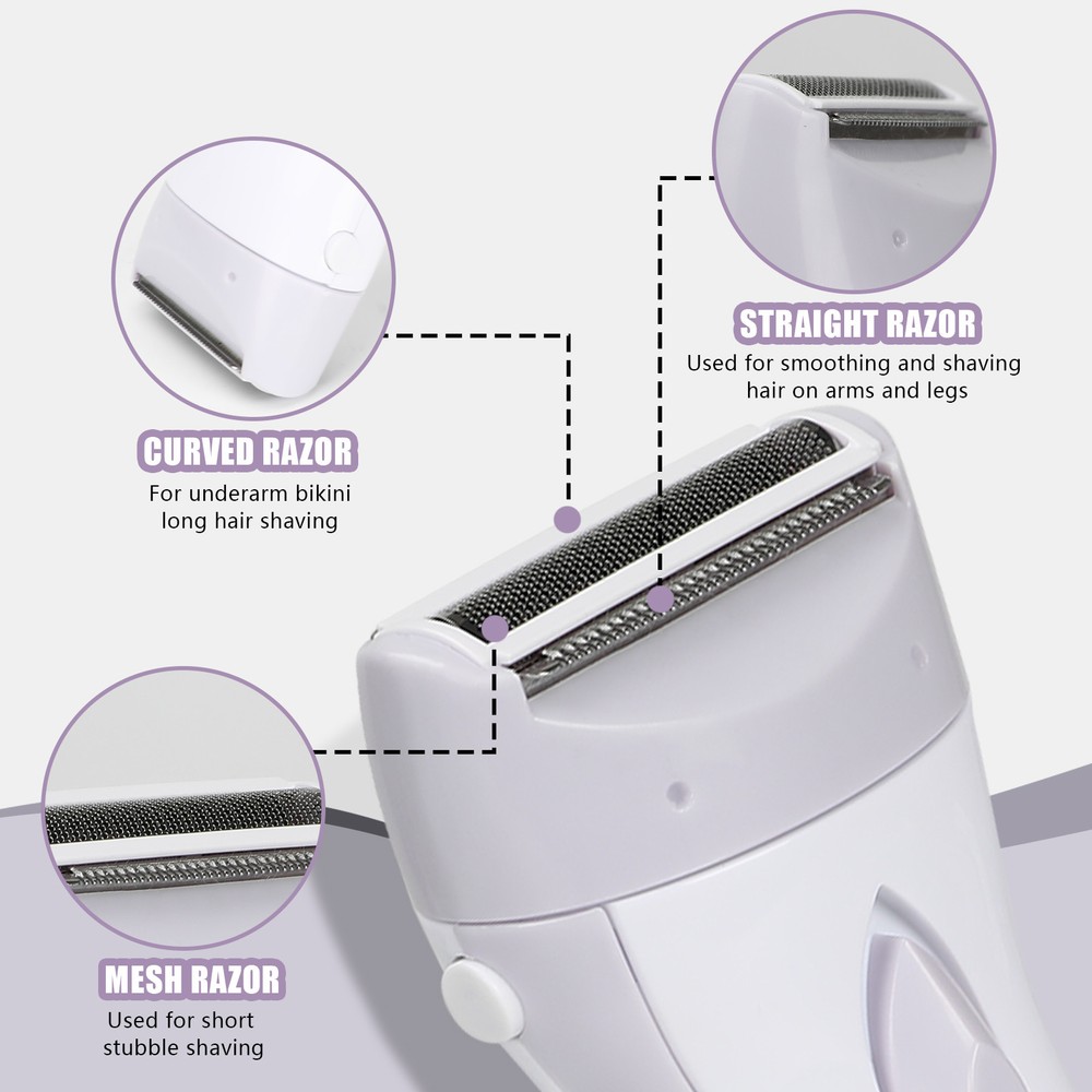 Afeitadora eléctrica para mujeres indolora recargable dama bikini piernas pelo afeitadora recortadora