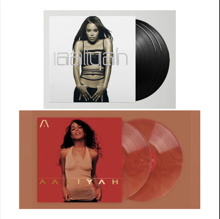 Aaliyah VMP Red Gold Galaxy Colored Vinyl 2LP & ￼ Ultimate Aaliyah 3 Lp Black-image
