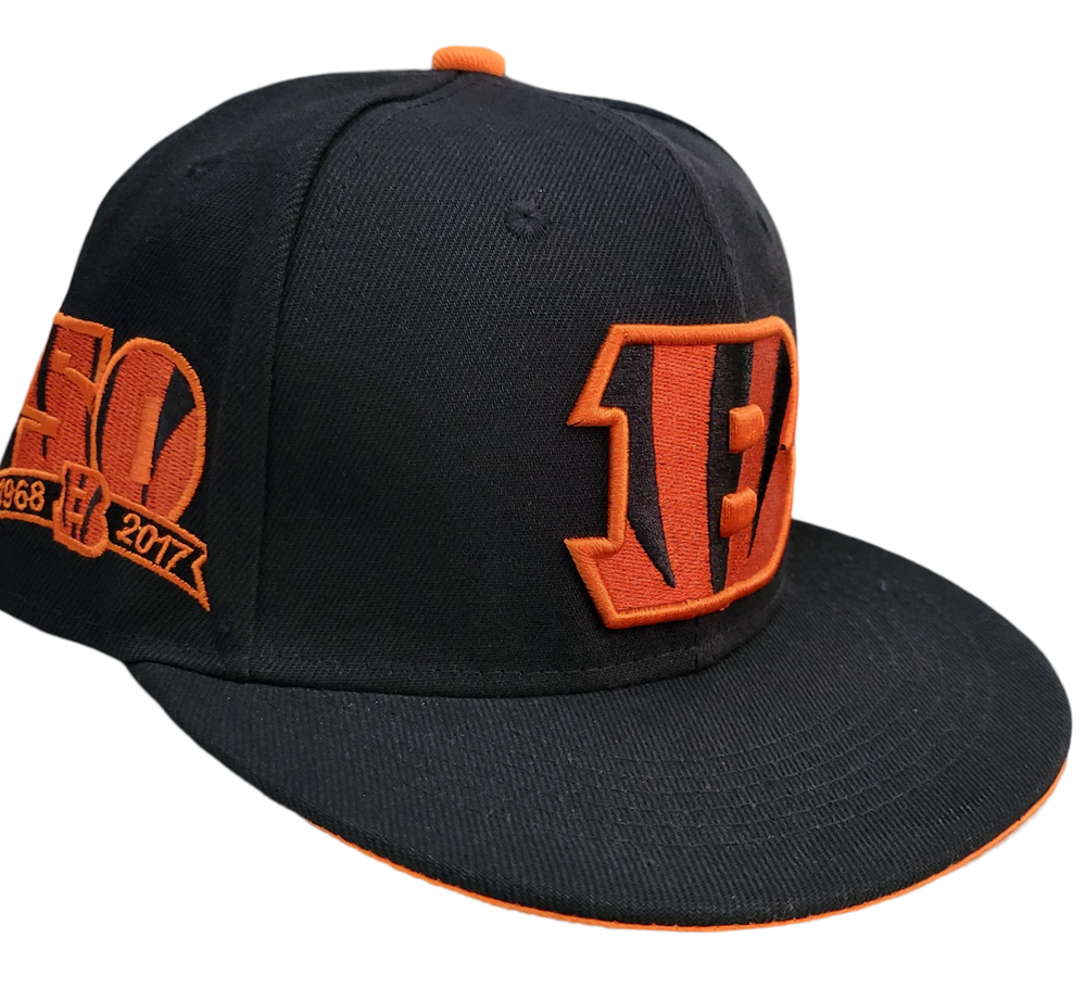 Cincinnati Bengals Snapback Adjustable Fit Cap Black Orange Fast Ship