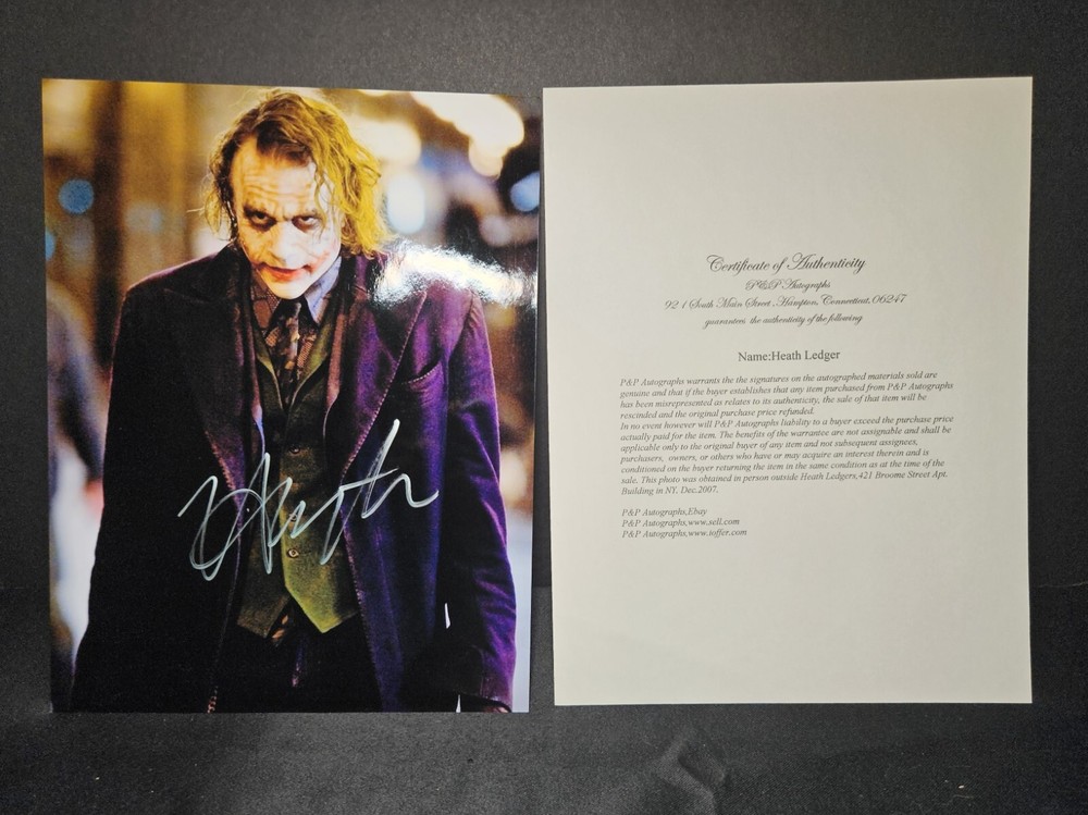 Heath Ledger RARE Joker AUTO w/COA - Signed Dec 2007 at  