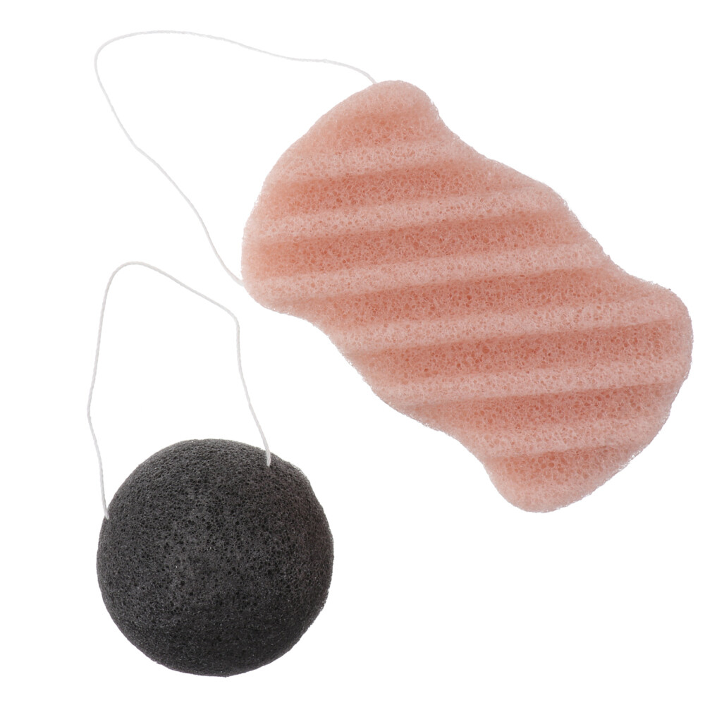 2-Pack Black Charcoal Sponges for Deep Cleansing & Dead Cuticle Removal