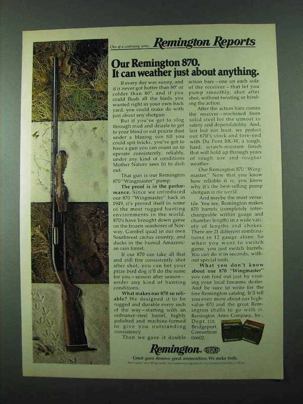 1975 Remington 870 Shotgun Ad - Weather Anything