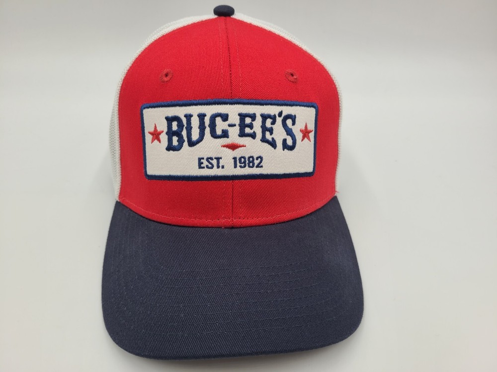 Buc-ees Gas Station Est 1982 Mesh Flex Fitted (Seems M-L) Hat Cap Red White Blue