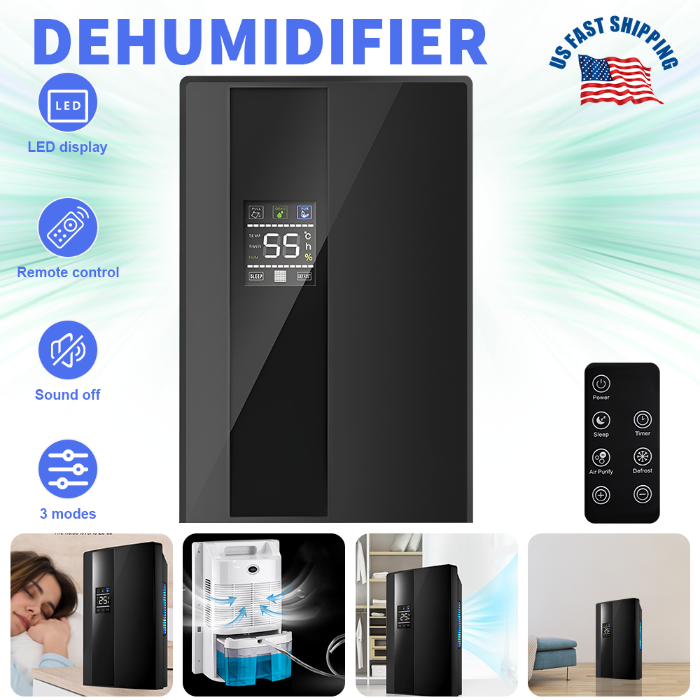 75OZ Dehumidifier Energy Quiet Dehumidifier for Home Bedroom with Drain Hose