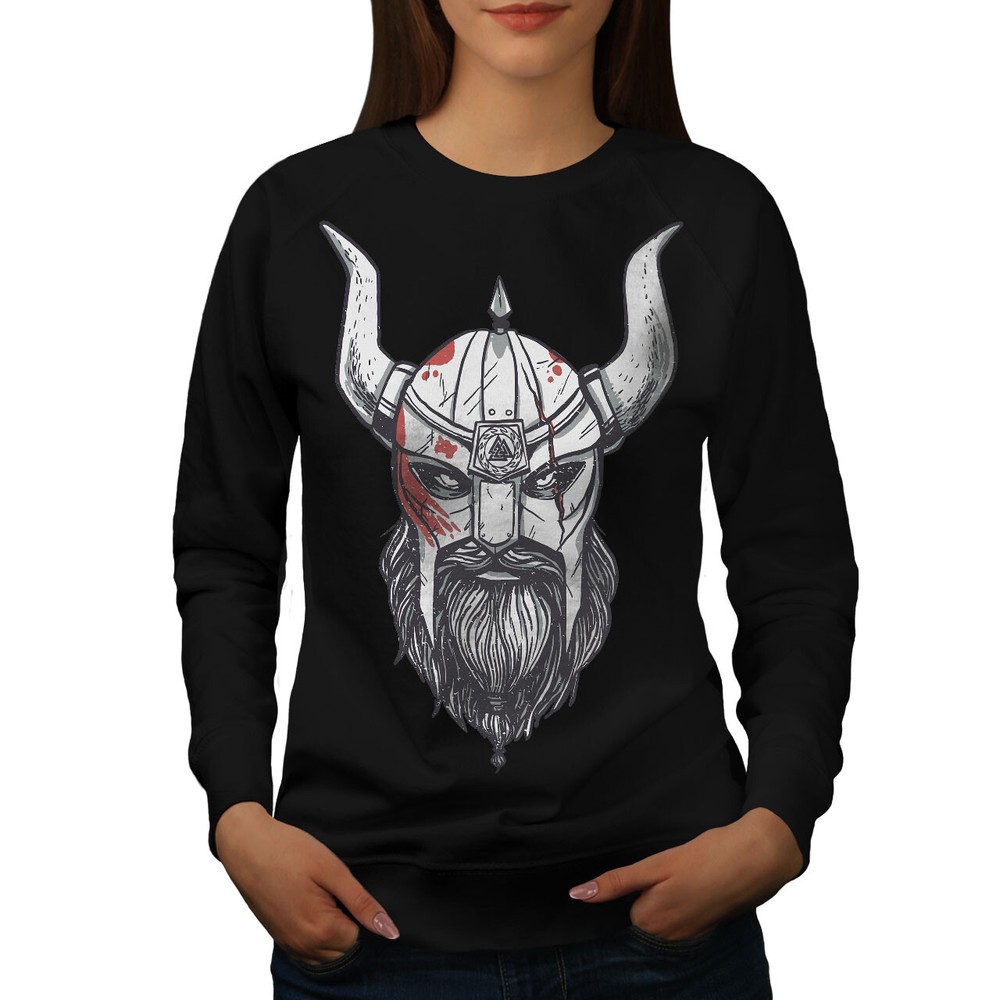 Wellcoda Warrior Warrior With Horned Helmet Womens Sweatshirt