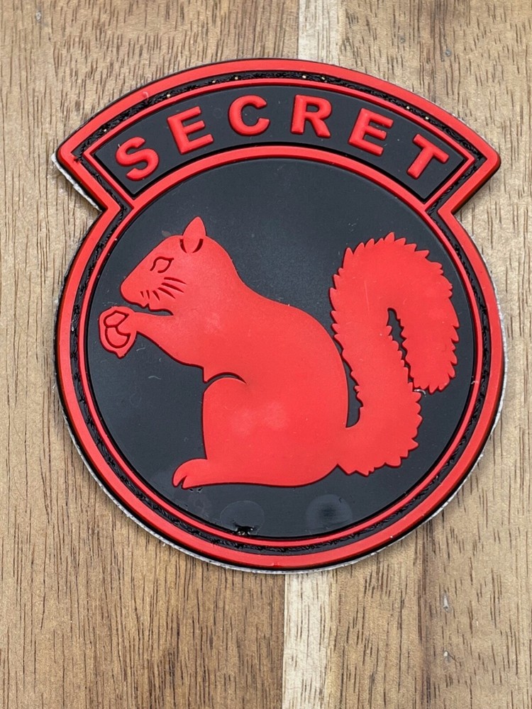 Secret Squirrel PVC Patch Hook Loop Skeleton Tactical Morale Red Clandestine