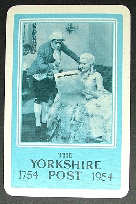 1 x Joker playing card single swap The Yorkshire Post Newspaper 1754 1954 AD 306