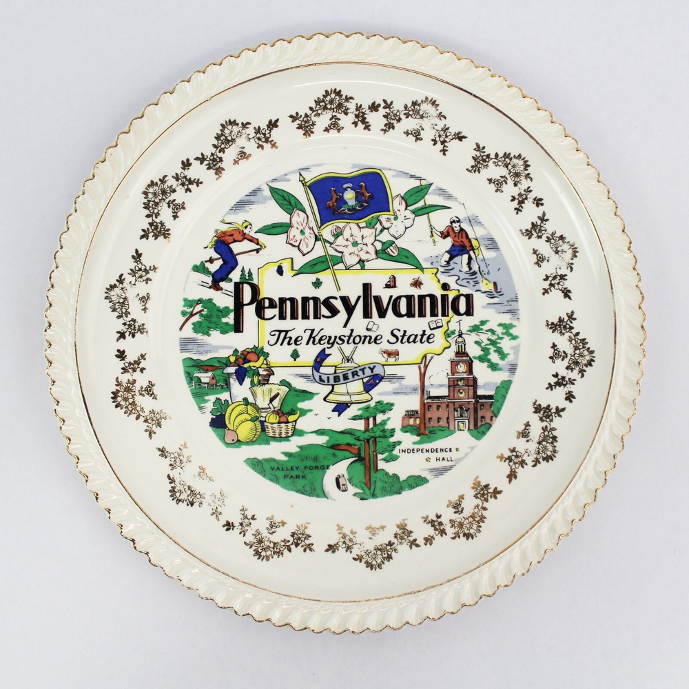 Vintage Pennsylvania The Keystone State Souvenir Collectors Plate 10 Inch