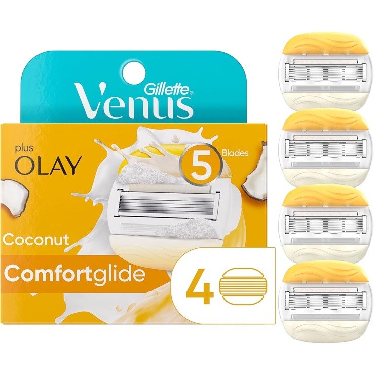 Gillette Venus ComfortGlide Women's Razor Refills - 4 Blades with Soothing Moisture Strips