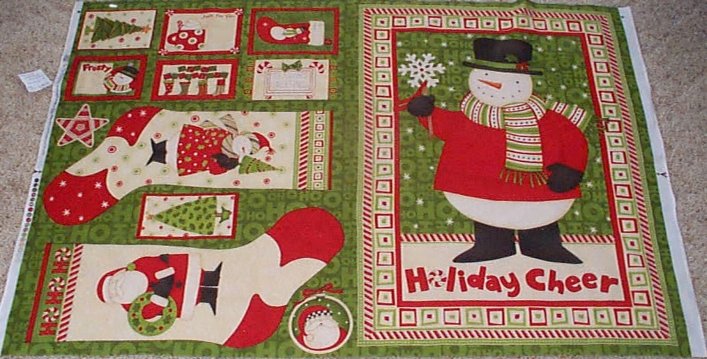 Festive Snowman Stocking Labels Wall Panel 100% Cotton Holiday Decor