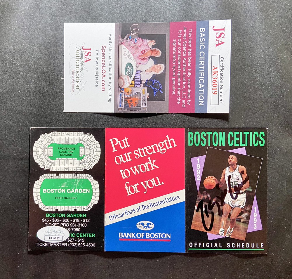 Reggie Lewis Signed Auto JSA COA 1992-93 Celtics Game Schedule RARE Deceased