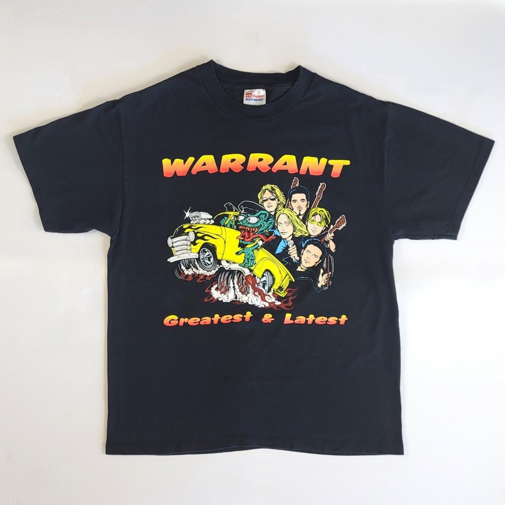 Authentic Warrant Tour T Shirt 90's Greatest & Latest Black Large Tee Metal Head
