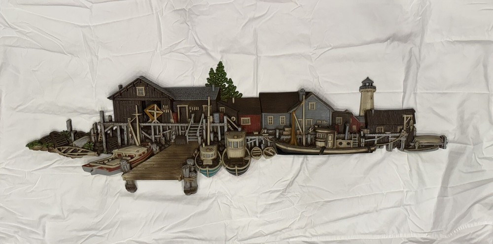 Burwood Products Wharf Dock Boat Lighthouse Wall Decor EUC 1504 Vintage 53