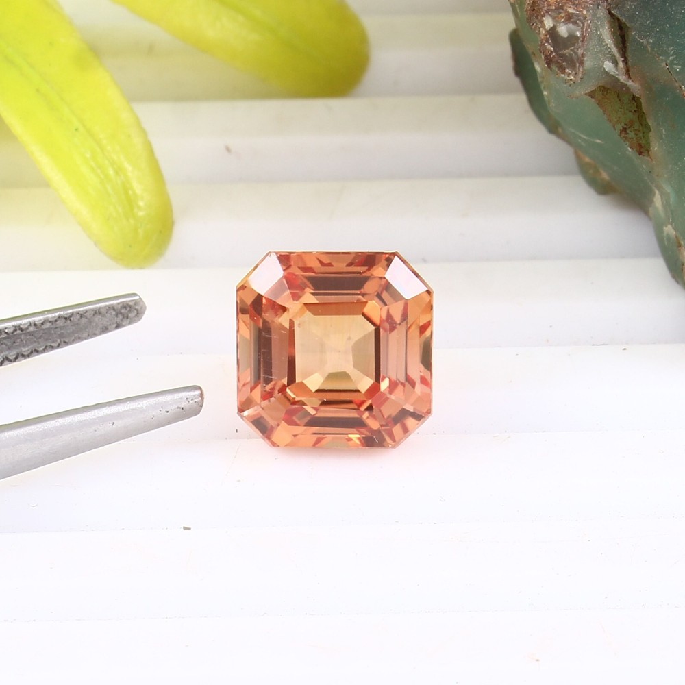 AAA Natural Ceylon Padparadscha Sapphire Loose Gemstone Asscher Cut 7.35 Carats-image