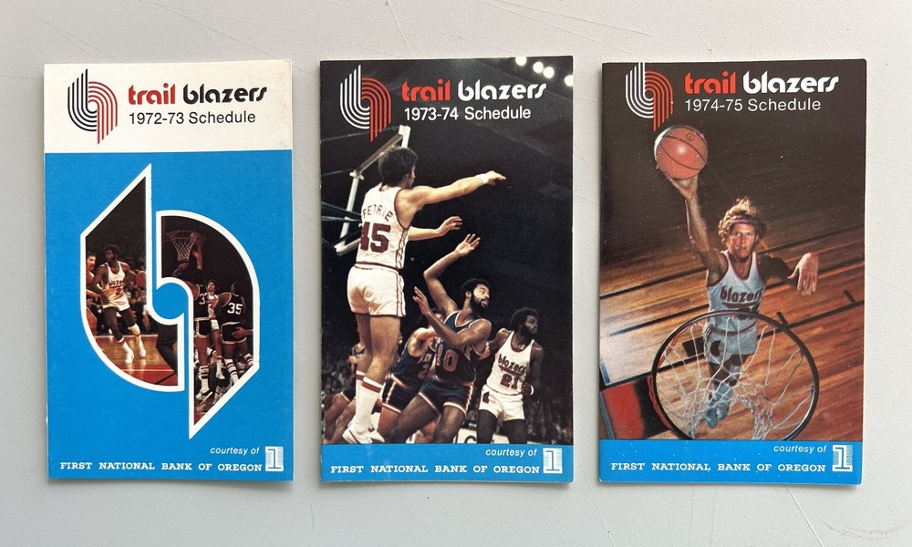 3 Portland Trail Blazers Schedules 1972-72 to 1974-75 (Bill Walton rookie)