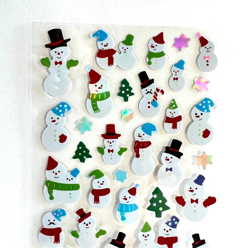 Christmas Snowman Holographic Stickers Journals Planners Calendars Card Making