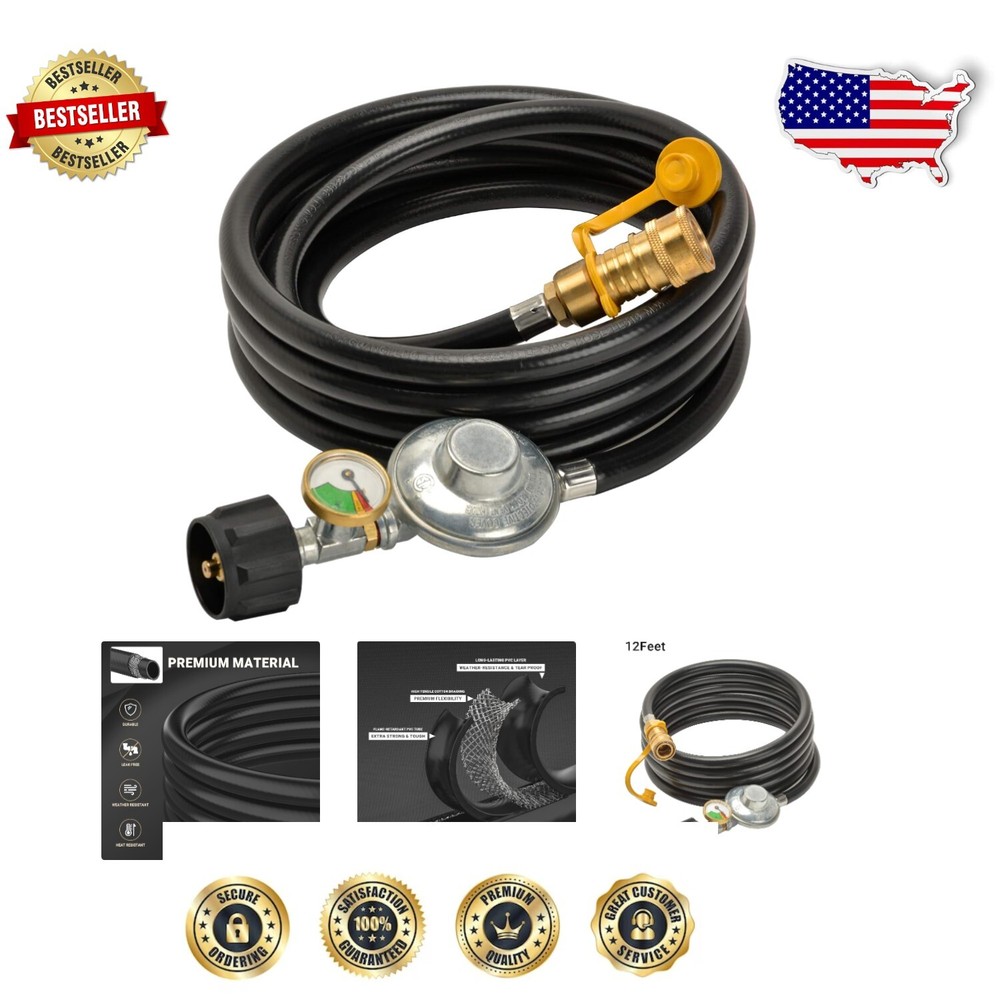 Durable 12ft Propane Hose with 3/8