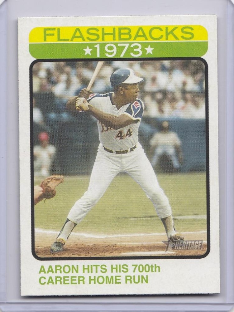 Hank Aaron 2022 Topps Heritage Flashbacks 1973 Hits 700 Home Run BF-9 Card