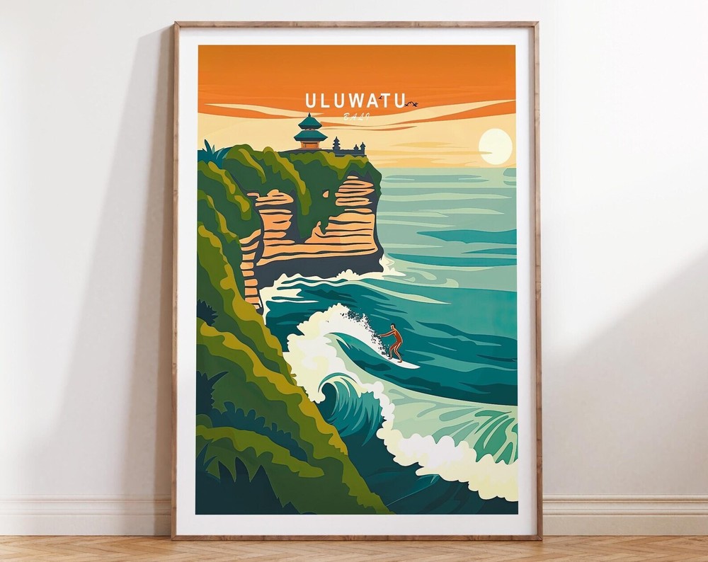 Uluwatu Travel Poster Uluwatu Bali Wall Art Print Bali Surf Poster Uluwatu