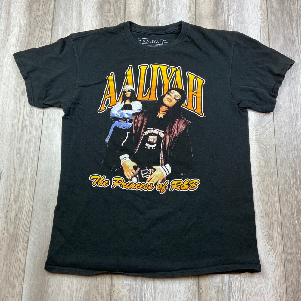 AALIYAH Shirt Mens Small Black Purple Rain Music Band Rock Concert Tour Men-image