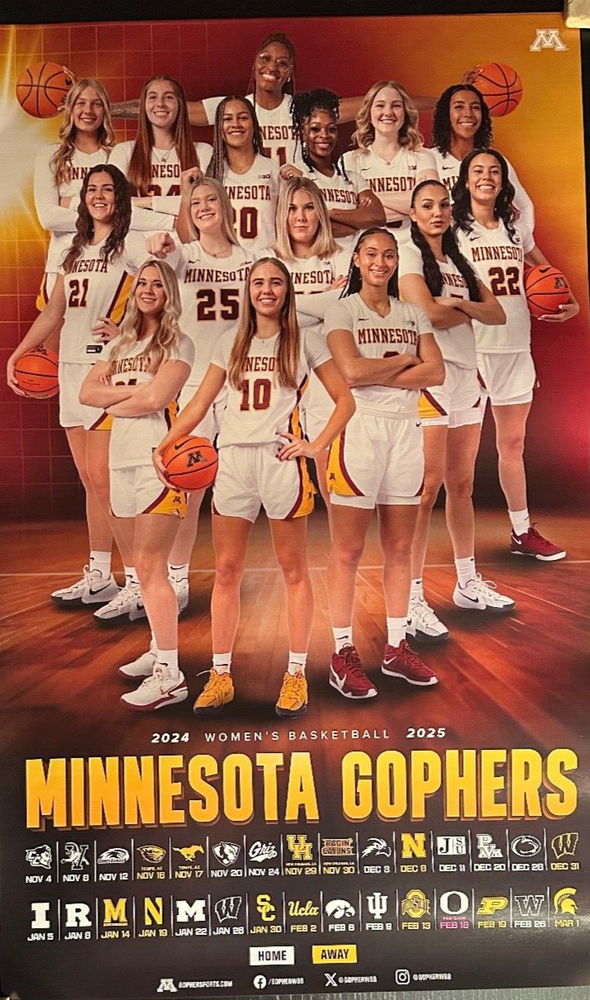 Minnesota Gophers 2024-25 NCAA Women's College Basketball Poster / Schedule