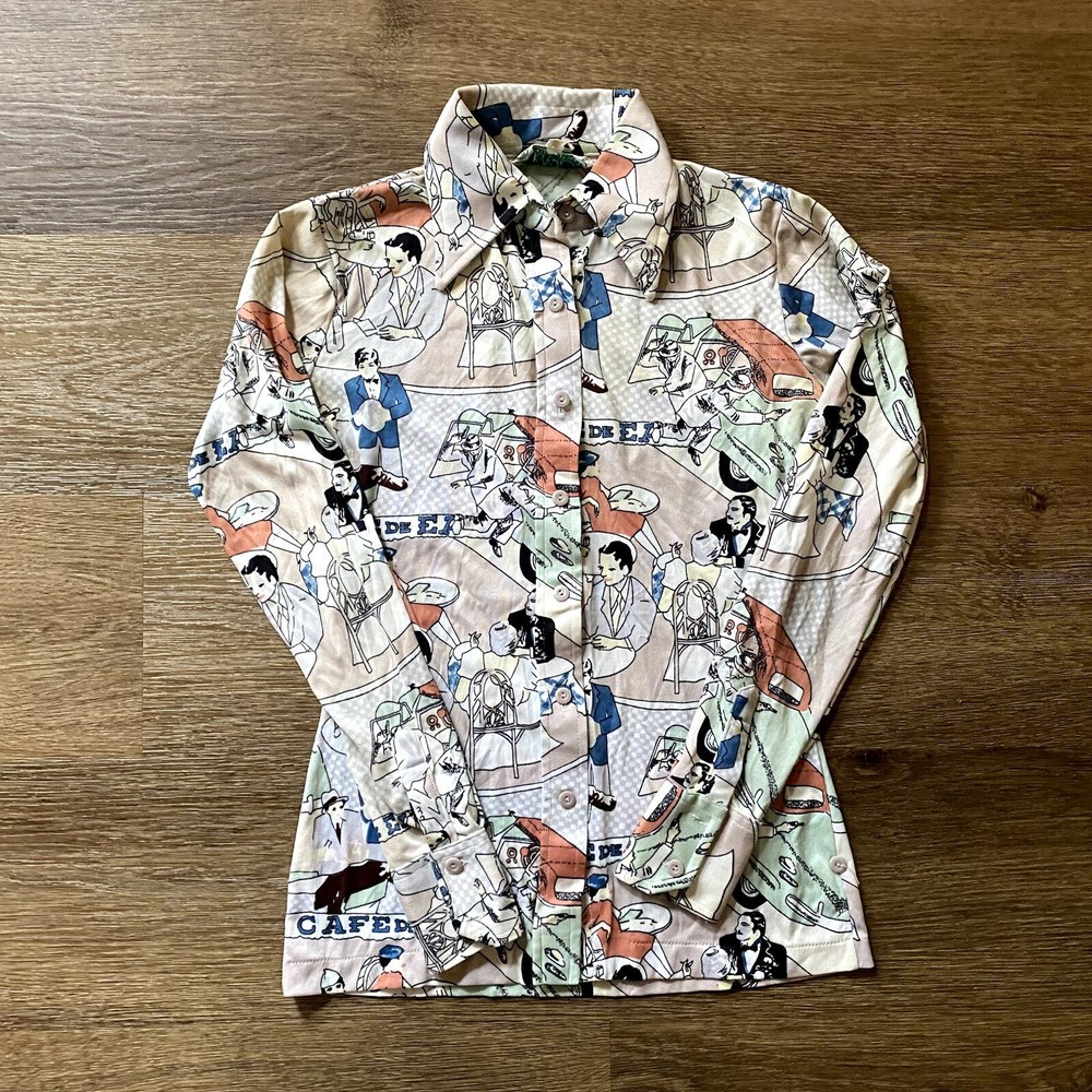 Rare! 70s Hukapoo Busy Disco Blouse