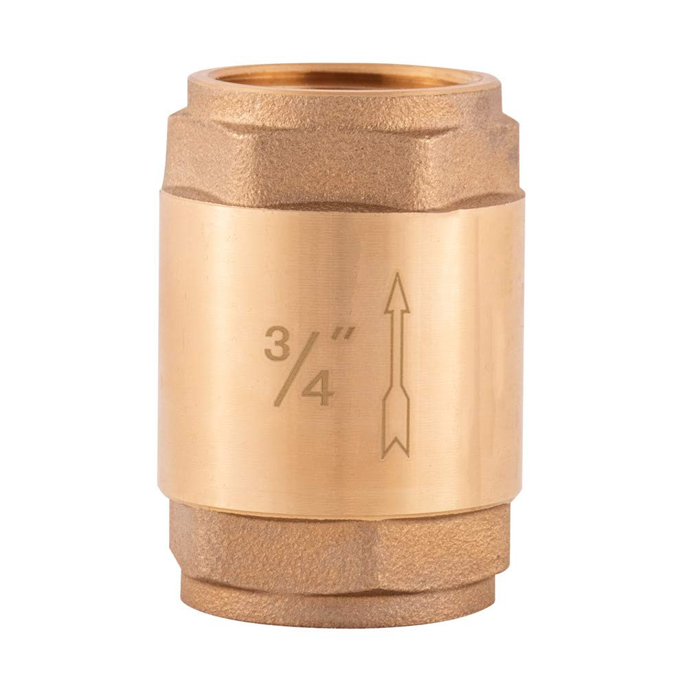 EZ-FLO Brass In-Line Check Valve, 3/4 Inch IPS, Stainless Steel Spring, 20403LF