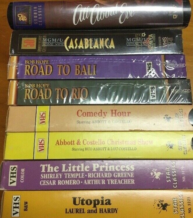 8Classic VHS Laurel & Hardy Abbott Costello Hope Crosby All About Eve Casablanca-image