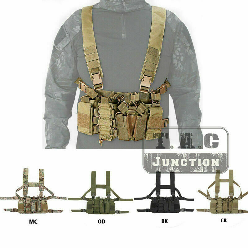 Tactical D3 Lightweight Chest Rig with H-Harness & Magazine Pouches for 5.56 7.62 9mm Ammo