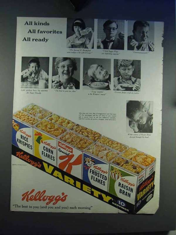 1964 Kellogg's Cereal Variety Pack Ad - All Favorites