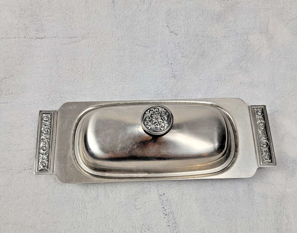 Vintage International Butter Dish Relish Decorator 18-8 Stainless Set Covered
