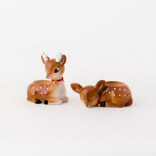 Reindeer Votive Candle Holders Set of 2 Vintage-Christmas design NEW