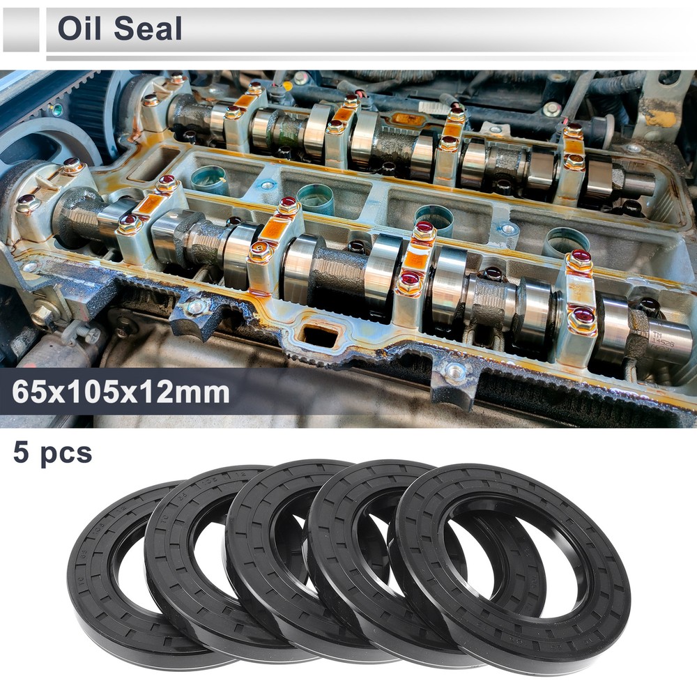 Oil Seal Nitrile Rubber 65x105x12mm Black 5 Pack Rotary Shaft Seal Ring