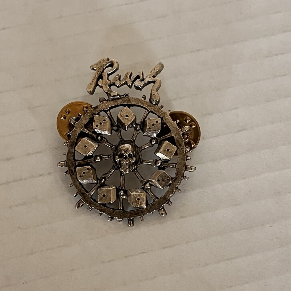 RUSH Silver Pewter Roll The Bones Vintage Pinback Concert Exclusive Pin